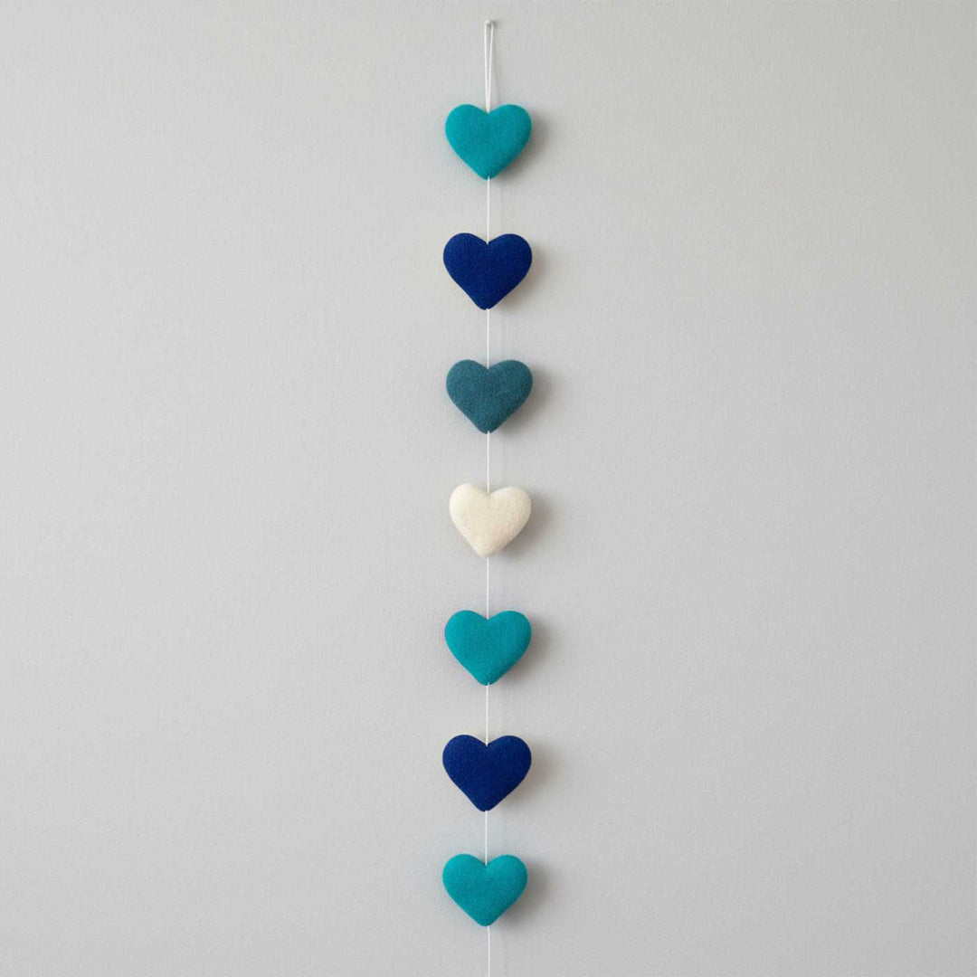 Handmade Blue & White Hearts Felt Garland/Hanging
