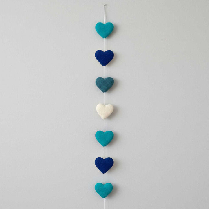 Handmade Blue & White Hearts Felt Garland/Hanging