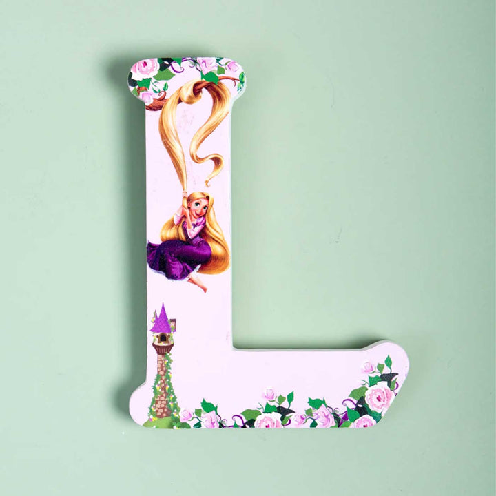 Handmade Purple Princess Theme MDF Wood 3D Wall Letter For Kids - L