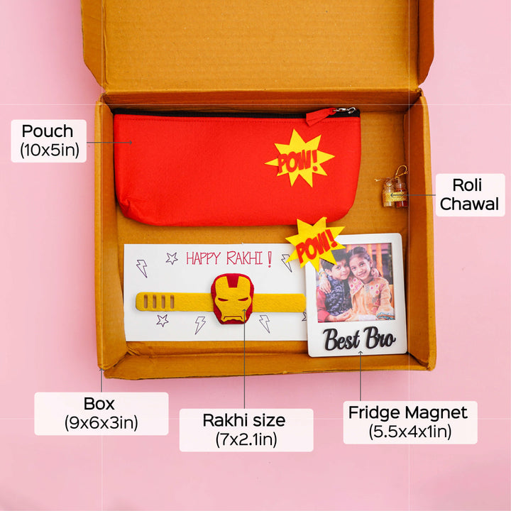 Kid's Rakhi Hamper with Pouch and Fridge Magnet