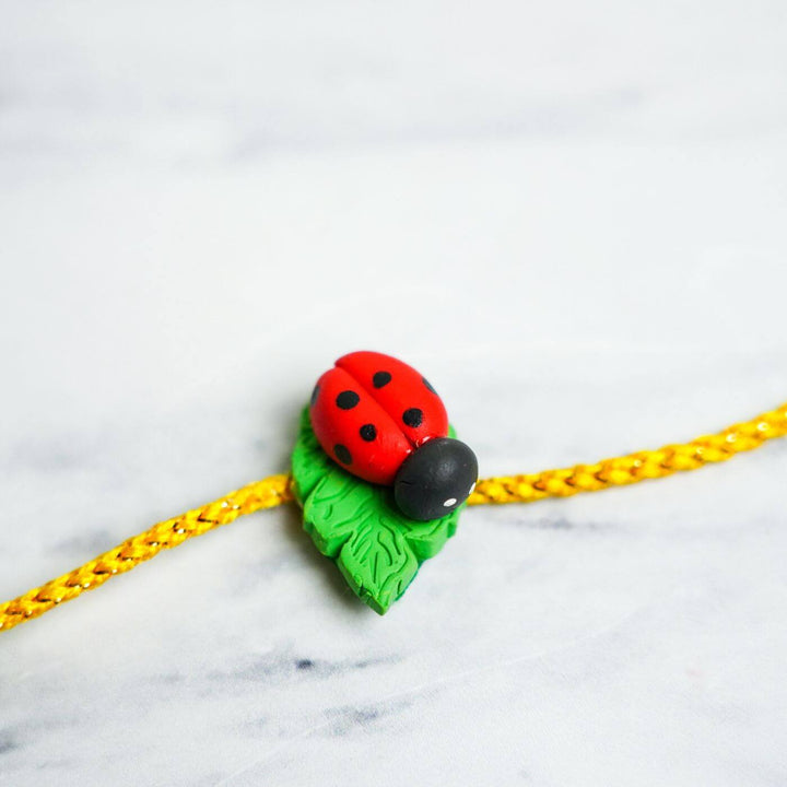 Handmade Porcelain Clay Themed Rakhi 5 - Close-up Top View