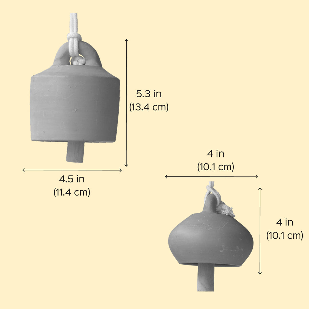 3 Pc | Handmade Minimalist Terracotta Christmas Bell Hangings