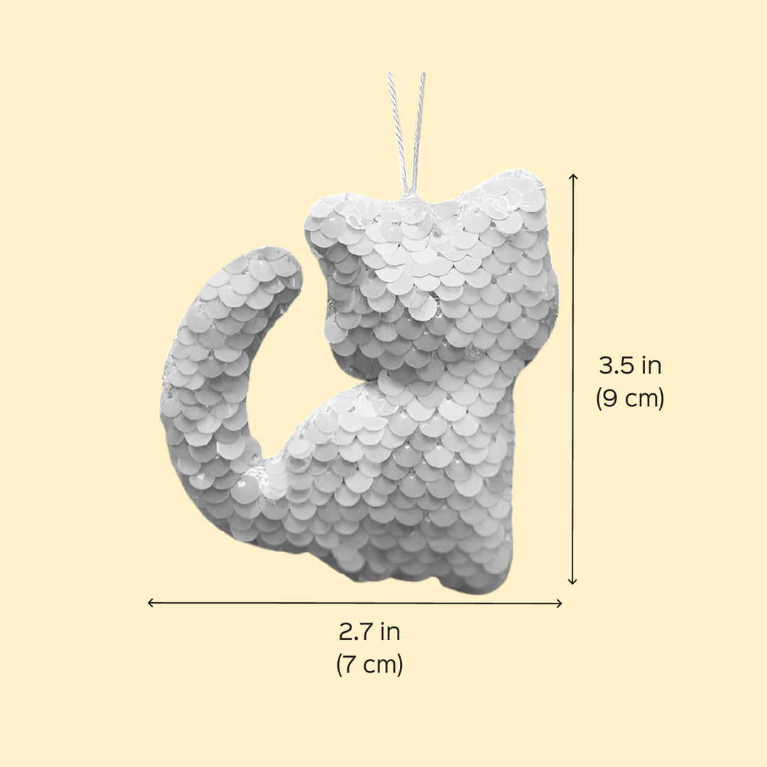 Handmade Sequin Kitten Ornament For Christmas Decoration