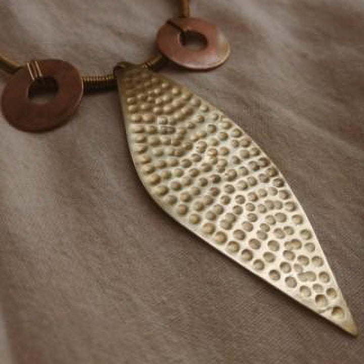 Handmade Leaf Design Brass Necklace