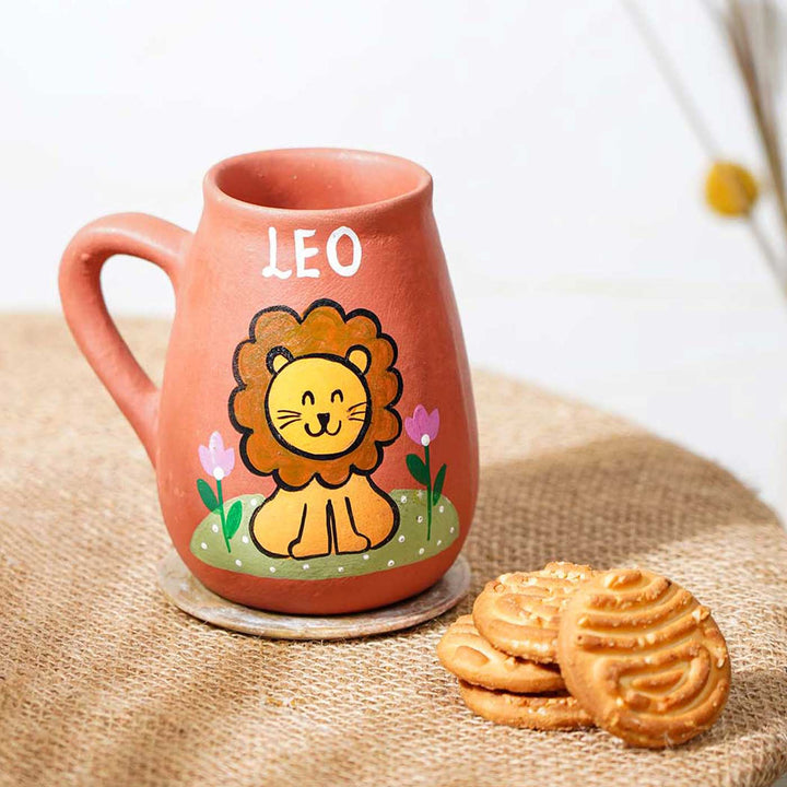 Personalized Hand-painted Leo Zodiac Sign Terracotta Mug