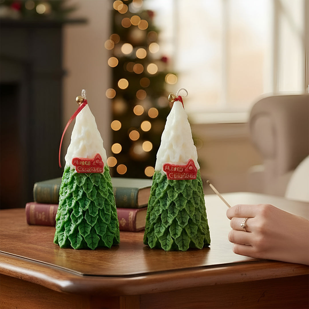 2 pc | Handmade Christmas Tree Soy Wax Candles