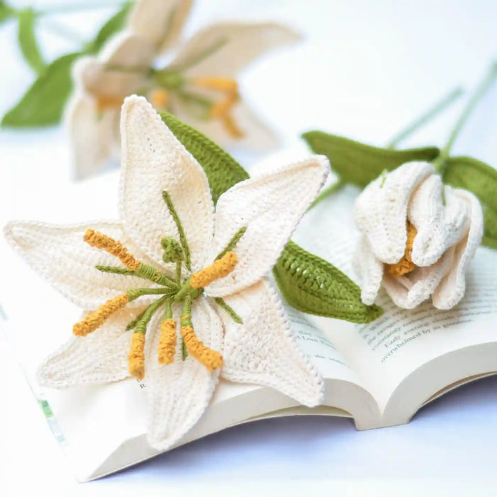 Handmade Crochet Lily Cotton Flower Stick | Pack Of 1