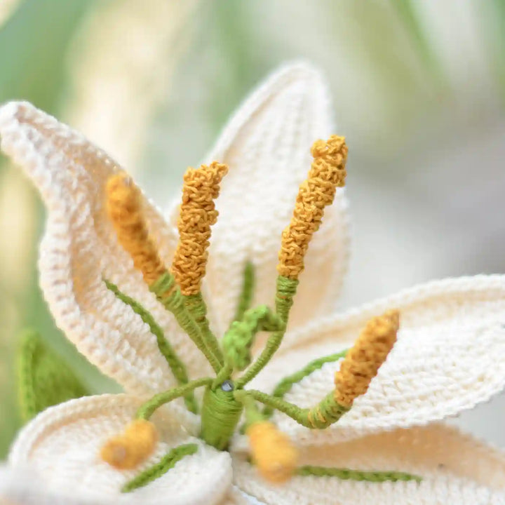 Handmade Crochet Lily Cotton Flower Stick | Pack Of 1