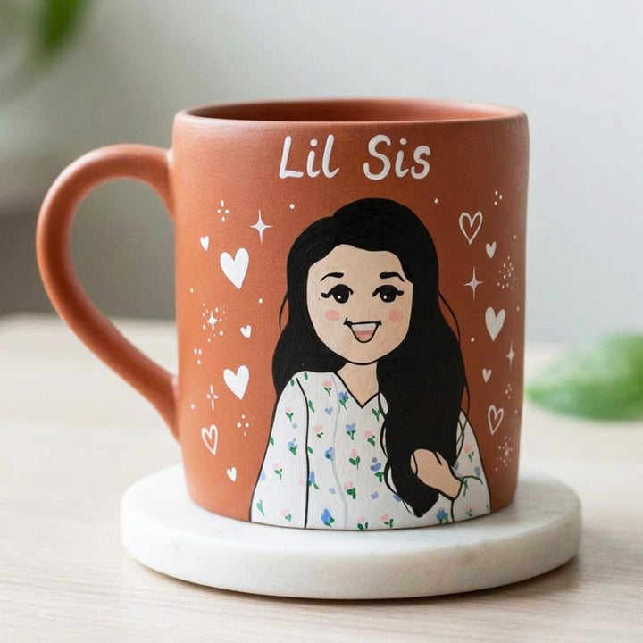 Photo Personalized Hand-Painted Cute Sister Terracotta Mug