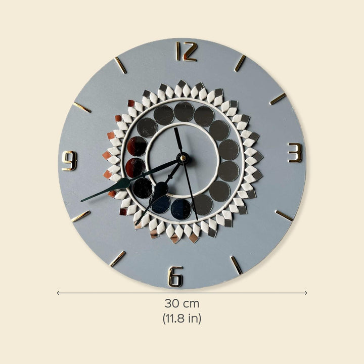 Handcrafted Grey Lippan Art Clock