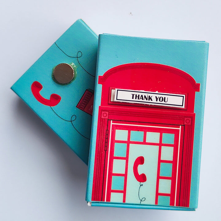 Handmade Telephone Booth Paper Fridge Magnet