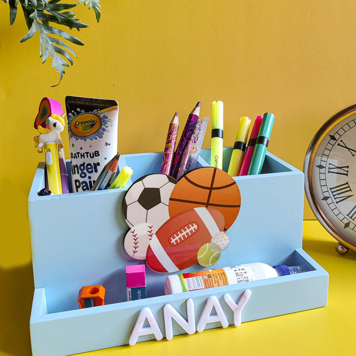 Personalized Wooden Stationery Stand For Kids - Zwende