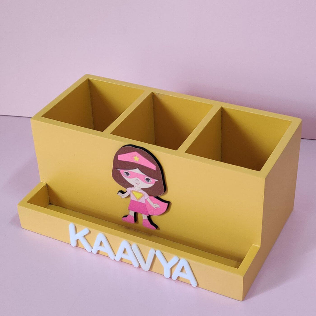 Personalized Wooden Stationery Stand For Kids - Zwende
