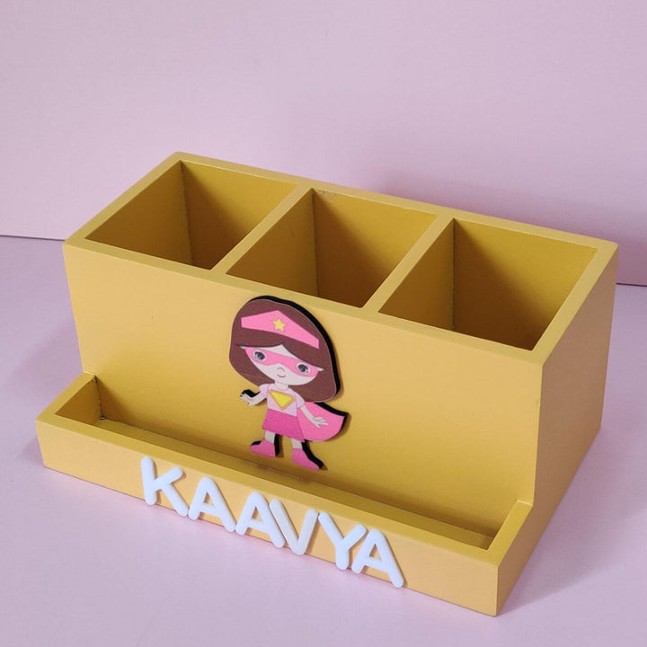 Personalized Wooden Stationery Stand For Kids - Zwende
