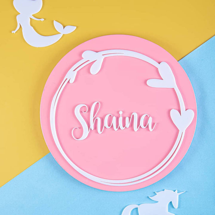 Personalized Wooden "Love Wreath" Name Plate For Kids