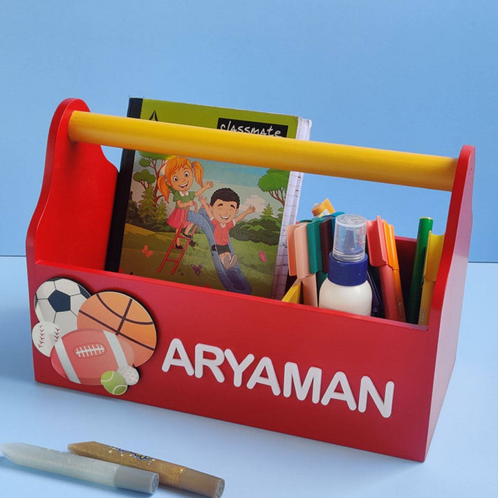 Personalized Wooden Storage Caddy For Kids - Zwende