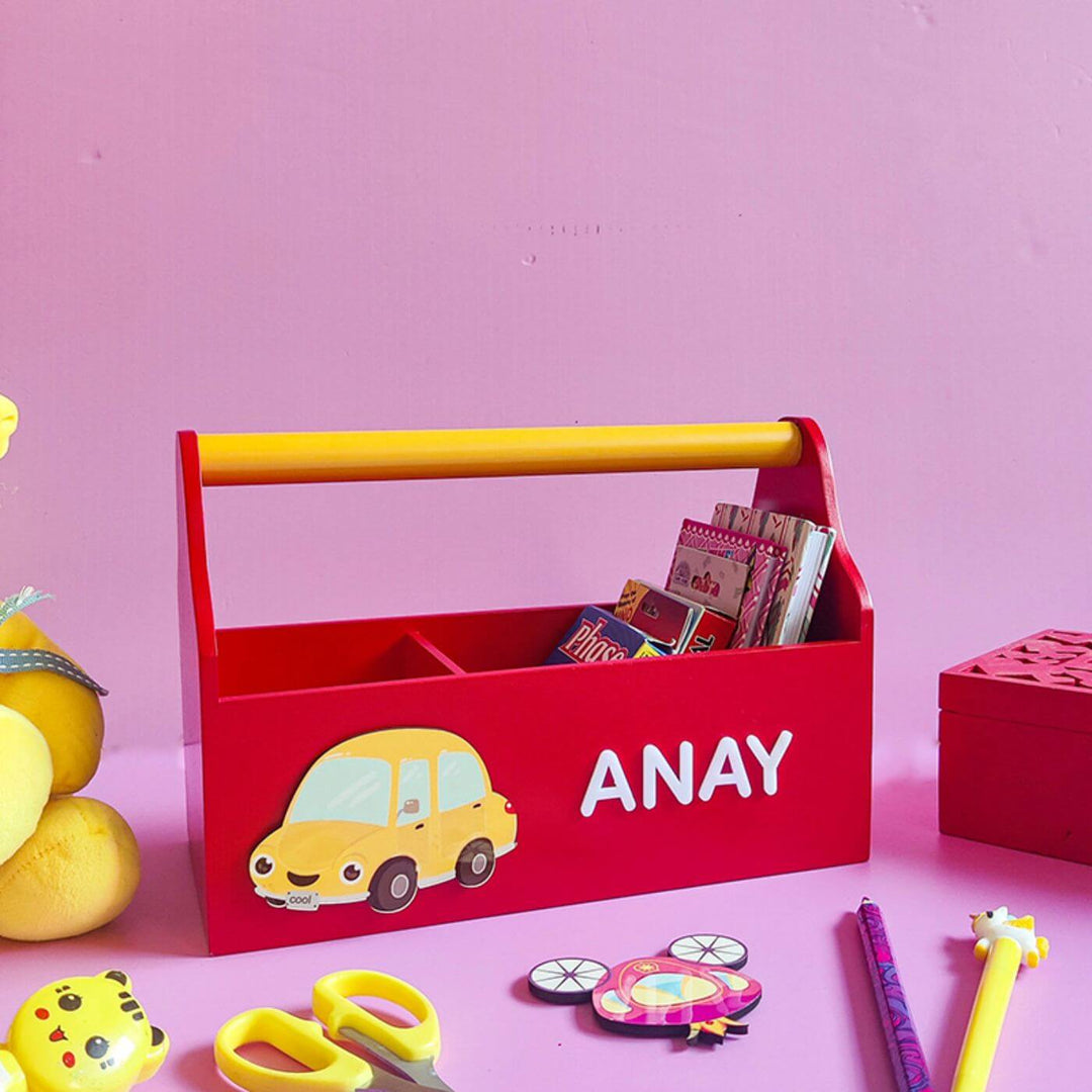 Personalized Wooden Storage Caddy For Kids