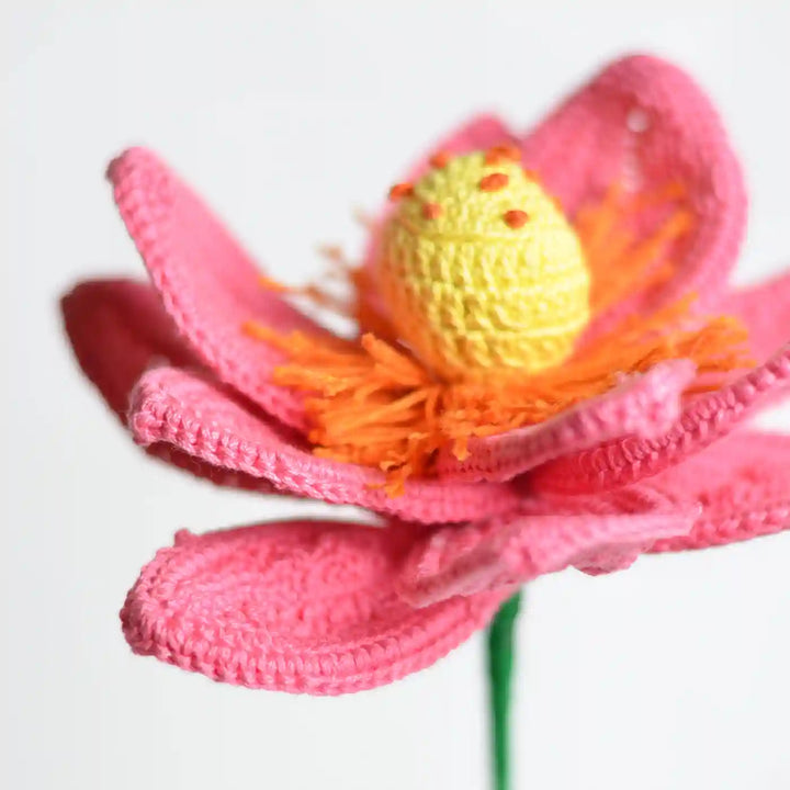 Handmade Crochet Lotus Cotton Flower Stick | Pack Of 1