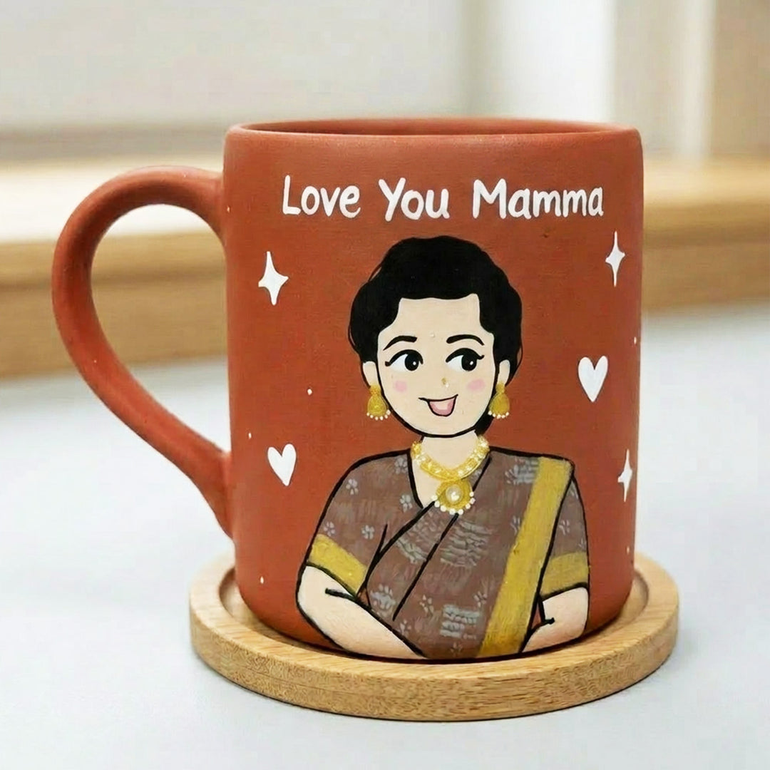 Photo Personalized Hand-Painted Saree Girl Terracotta Mug