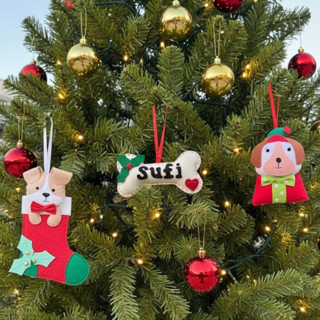 3 Pc | Personalized Felt Dog Christmas Ornament