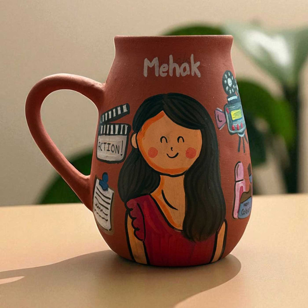 Handpainted Photo Personalized Hobby Theme Clay Mug With Doodles