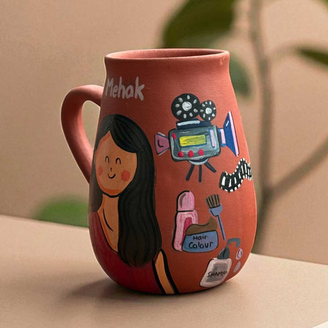Handpainted Photo Personalized Hobby Theme Clay Mug With Doodles