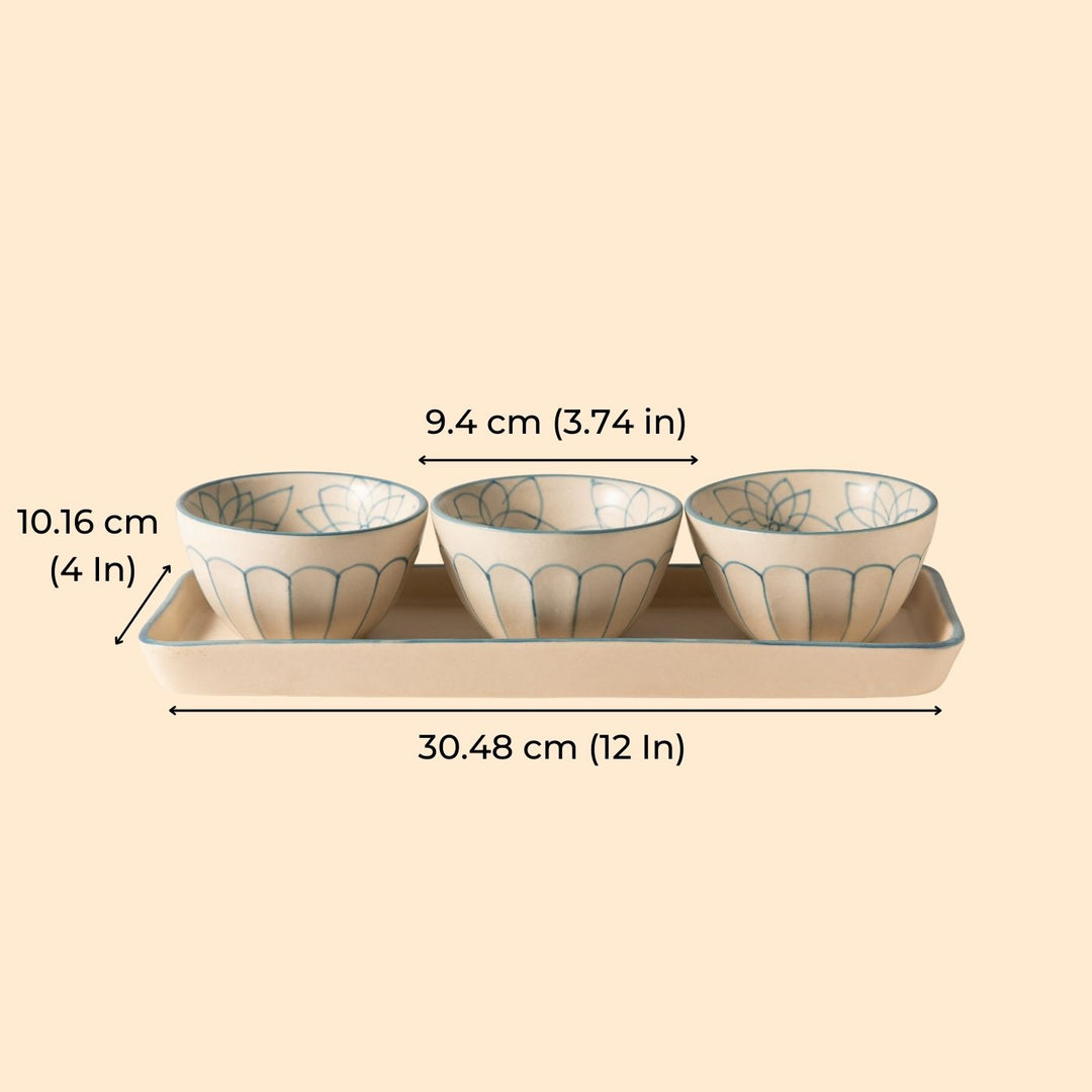 Meera Serving Bowls With Tray | Set of 3