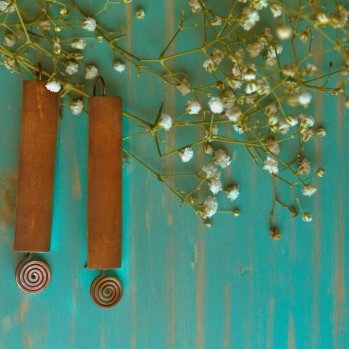 Minimalistic Stripes With Spirals Earrings