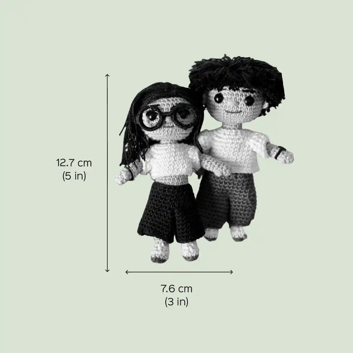Photo Personalized Handmade Crochet Cotton Replica Doll | Set Of 2