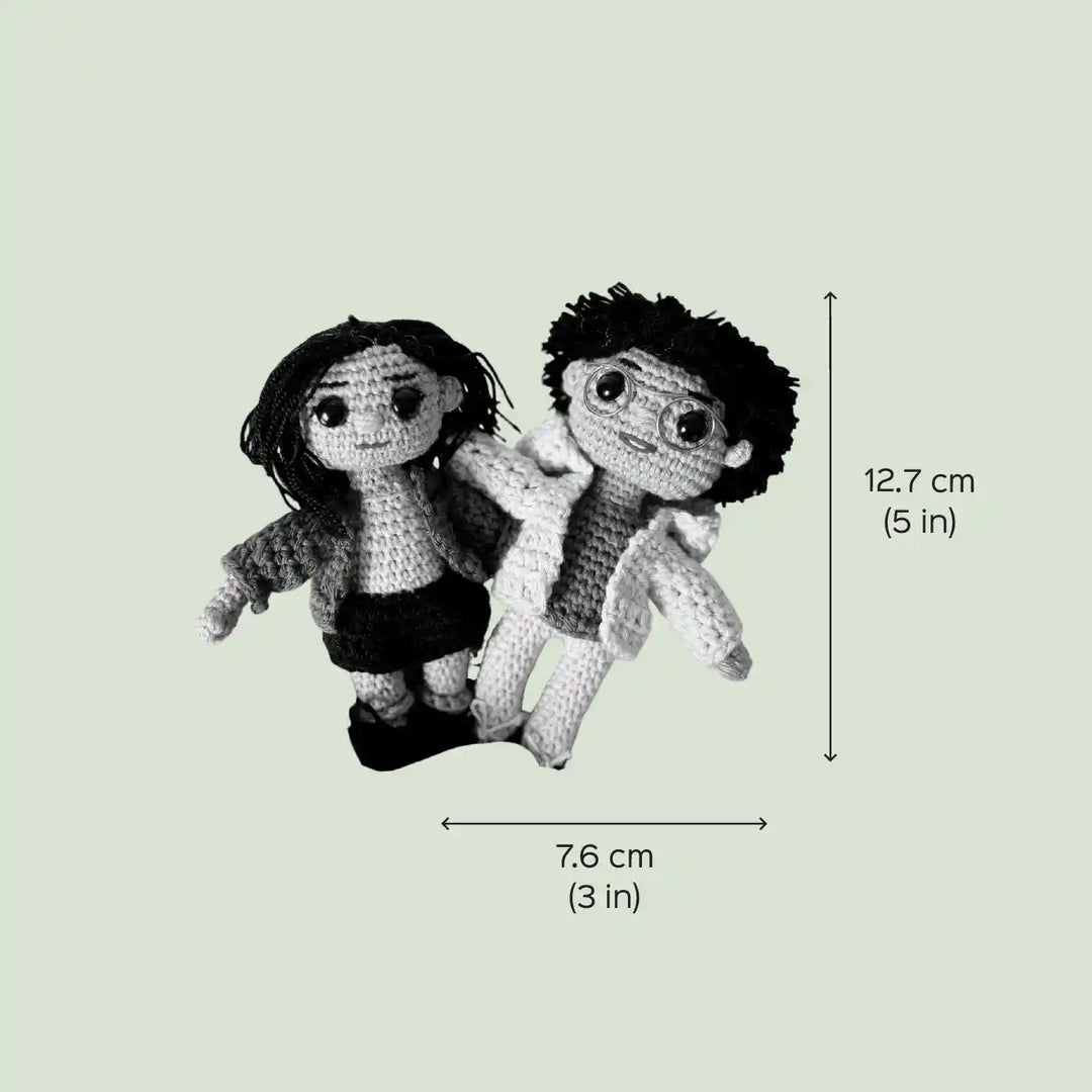 Photo Personalized Handmade Crochet Cotton Replica Doll | Set Of 2