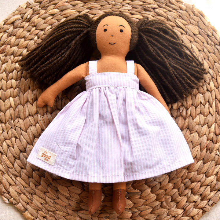 Nilah's (Younger Sister) Mira In Purple Dress | Soft Hand-Stitched Sustainable Indian Play Doll