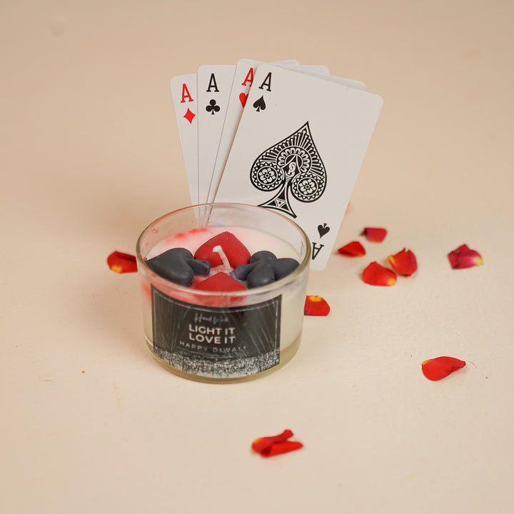 Handmade Teen Patti Honey Suckle Peach Glass Scented Candle | Set Of 2