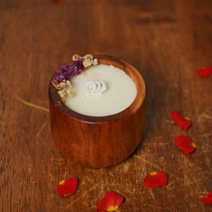 Handmade Teak Wood Fragrance Jar Wooden Scented Candle