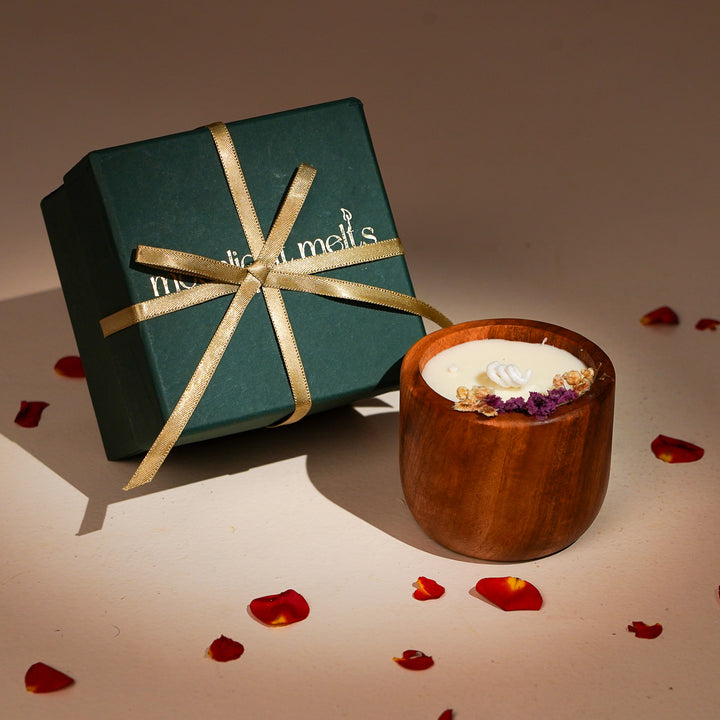 Handmade Teak Wood Fragrance Jar Wooden Scented Candle