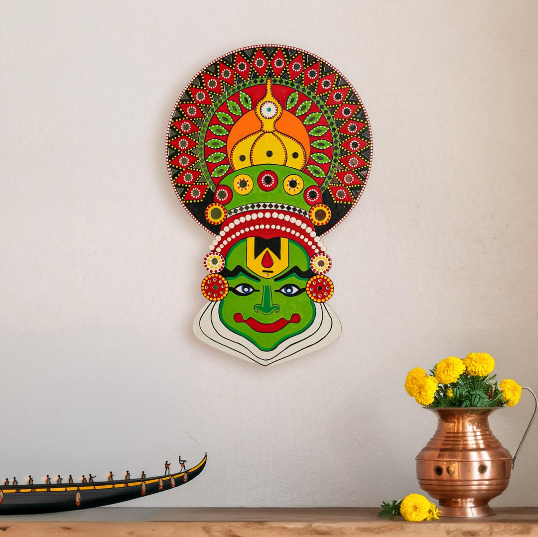 Handcrafted Kathakali Theme Wooden Wall Decor
