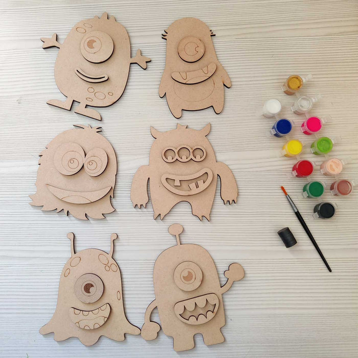 Handmade Monster Theme DIY Fridge Magnets Color Art Kit | Set of 8
