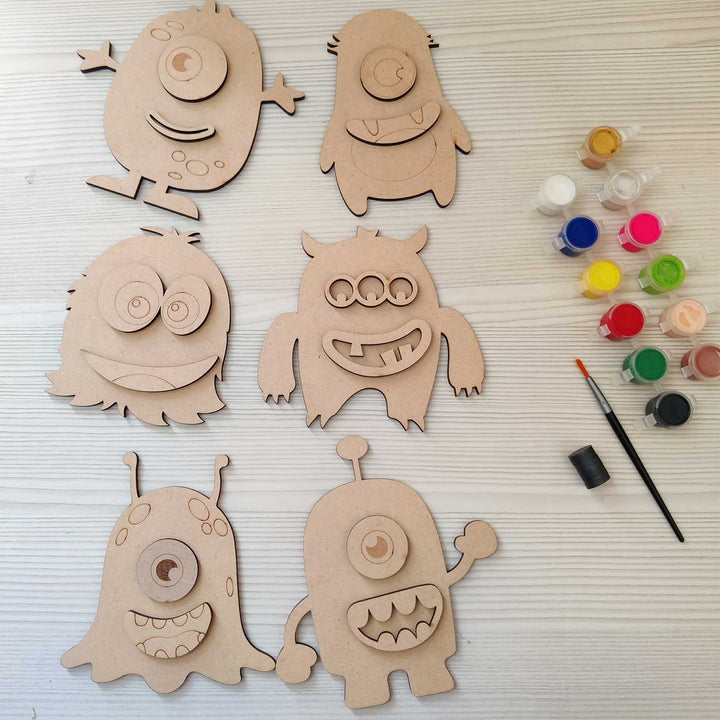 Handmade Monster Theme DIY Fridge Magnets Color Art Kit | Set of 8