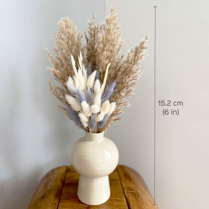Handcrafted Dried Mushroom Vase With Lilac Flower Decor Bunch