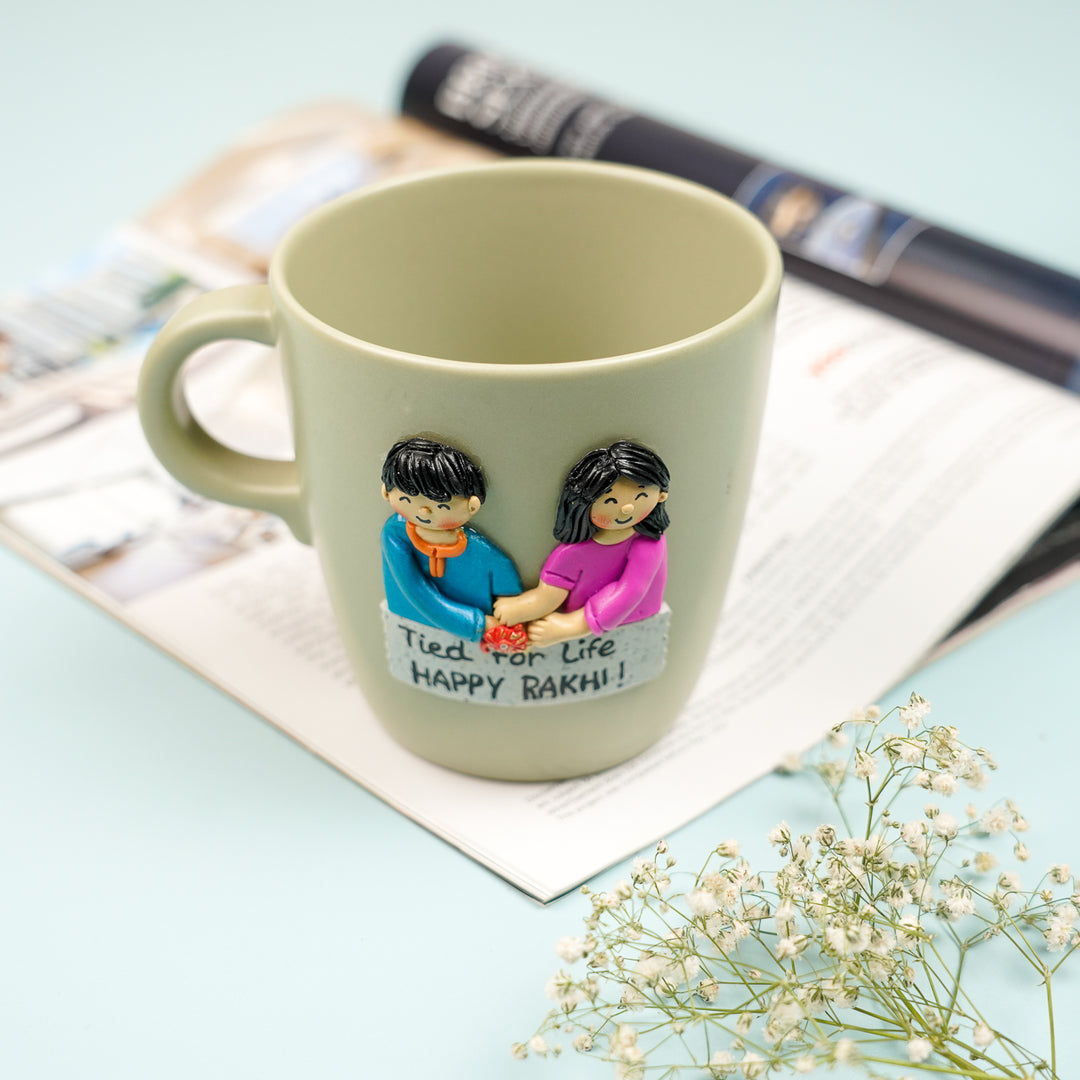 Personalized Handmade Polymer Clay Sibling Duo Theme Ceramic Mug