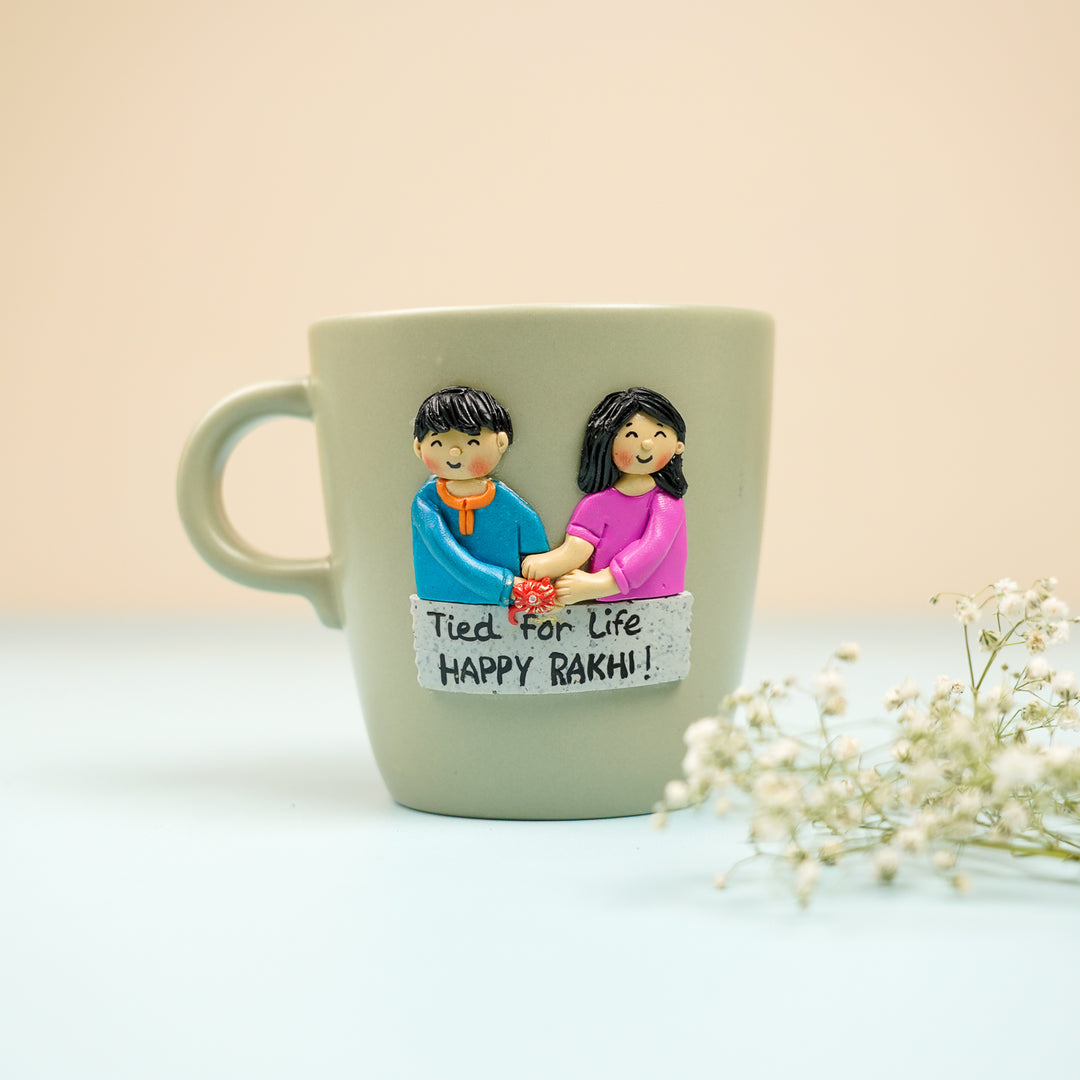 Personalized Handmade Polymer Clay Sibling Duo Theme Ceramic Mug