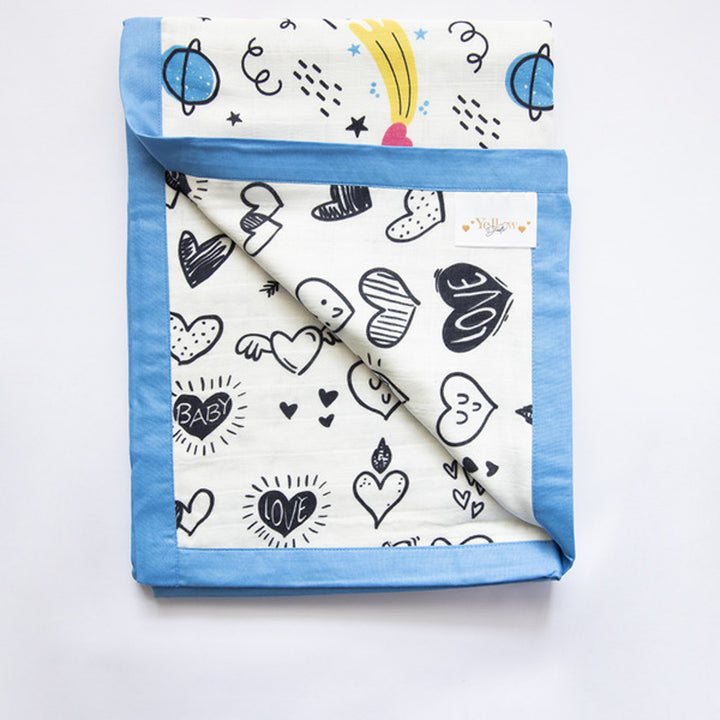 Personalized Reversible Doodle Hearts Kids Dohar | 0-4 Years