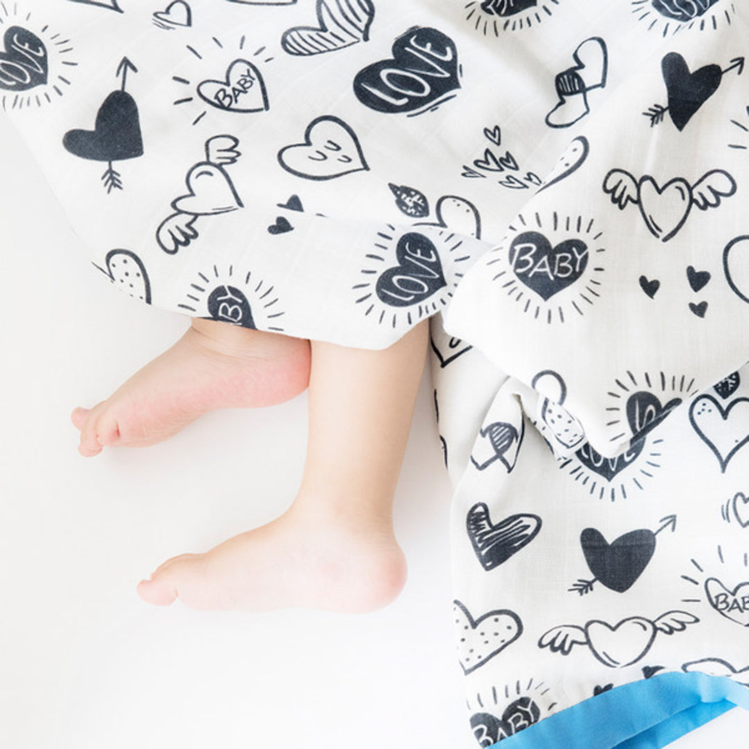 Personalized Reversible Doodle Hearts Kids Dohar | 0-4 Years