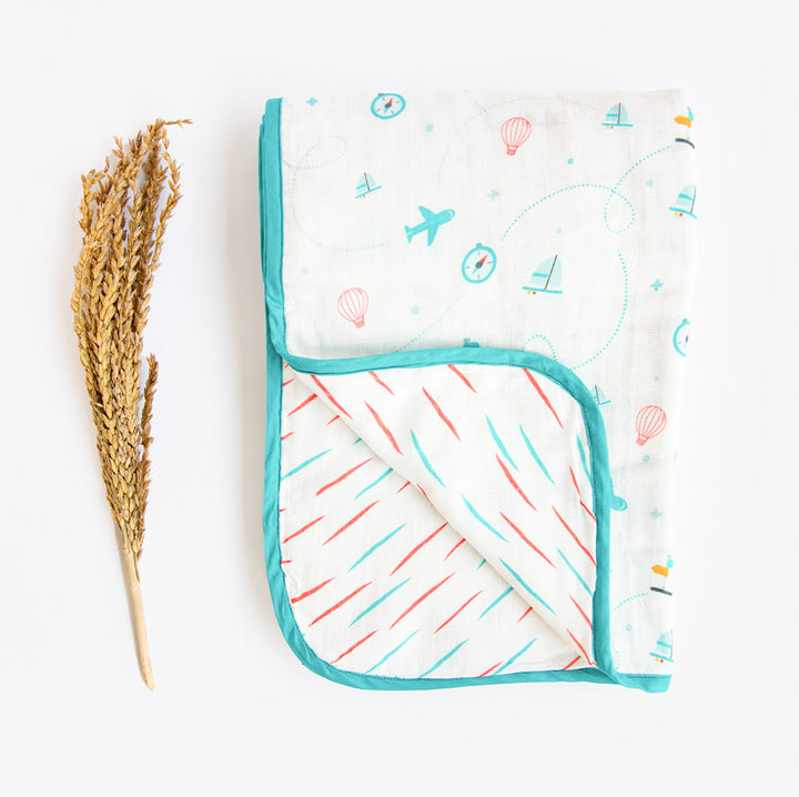 Personalized Reversible Lil Travellers Kids Dohar | 0-4 Years
