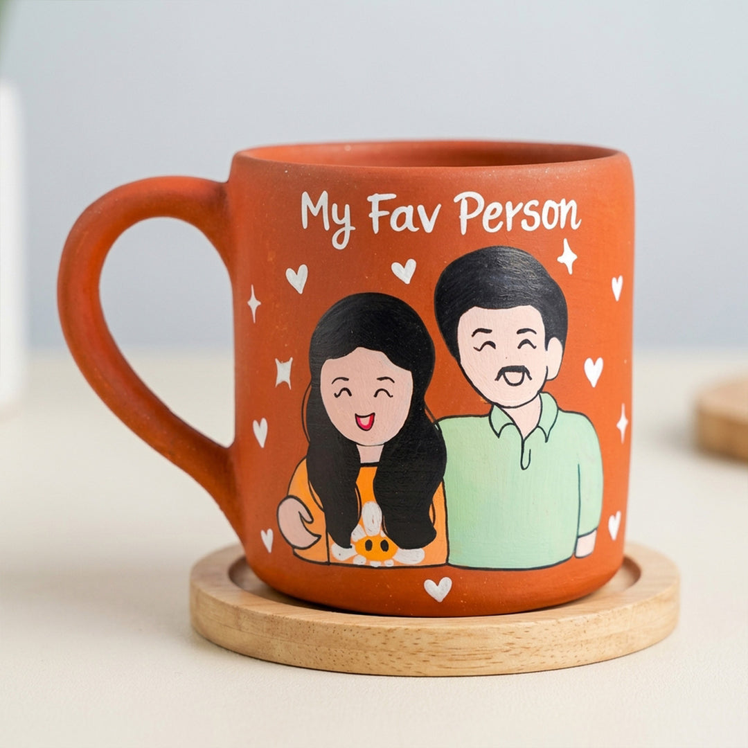 Photo Personalized Hand-Painted Couples Design Terracotta Mug