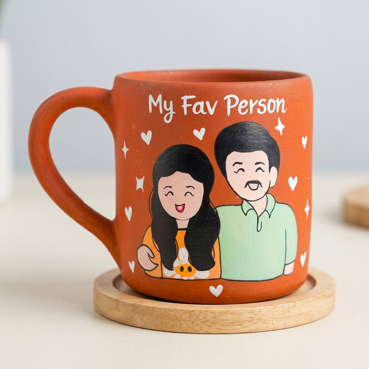 Photo Personalized Hand-Painted Couples Design Terracotta Mug