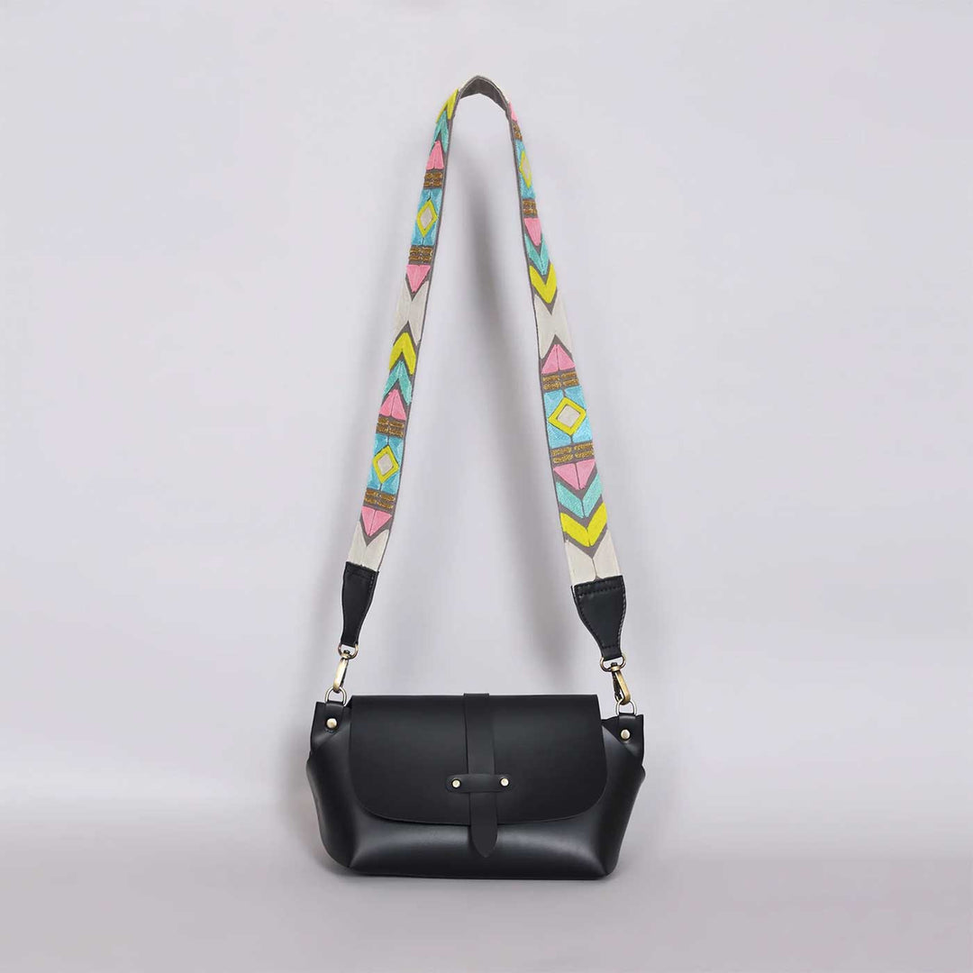 Handmade Solid Color Faux Leather Sling Bag With Changeable Strap