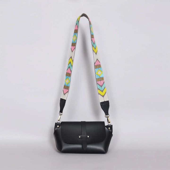Handmade Solid Color Faux Leather Sling Bag With Changeable Strap