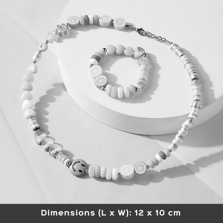 2 Pc | Multicolor Beaded Necklace & Bracelet Set For Girls