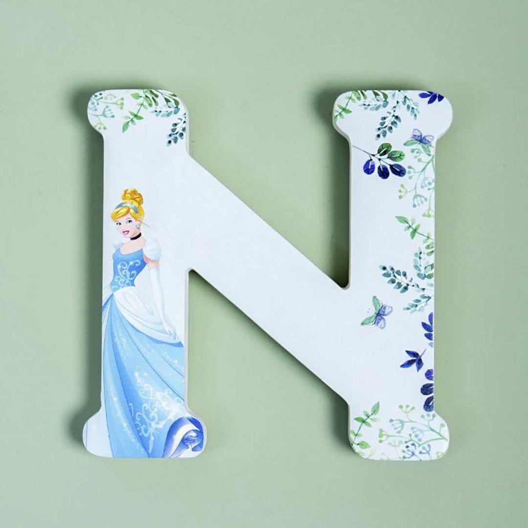 Handmade Blue Princess Theme MDF Wood 3D Wall Letter For Kids - N