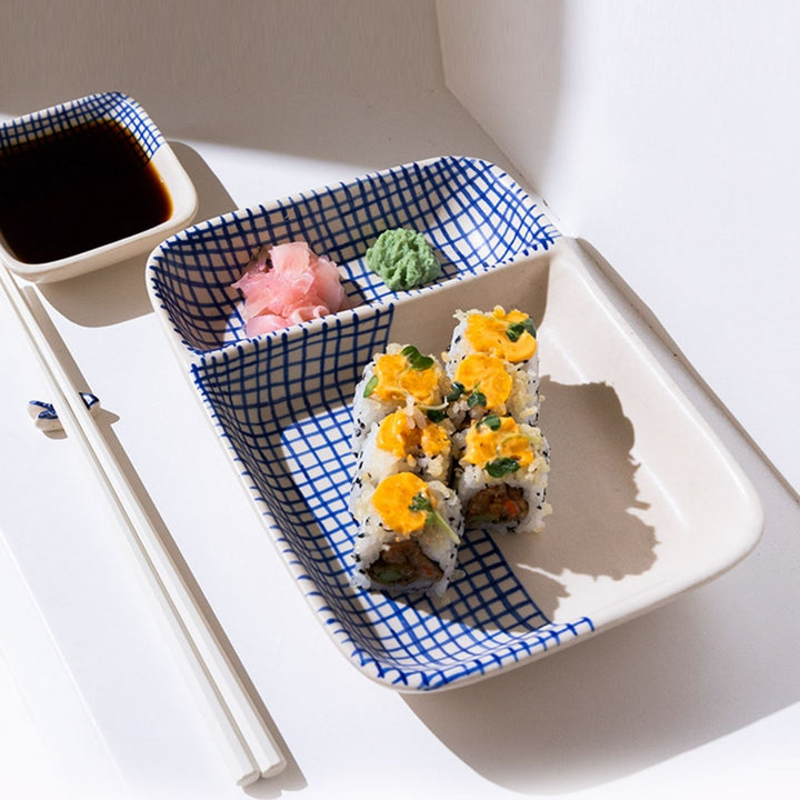 Neel Sushi Chip & Dip Set With Chopstick Holder | Set of 3